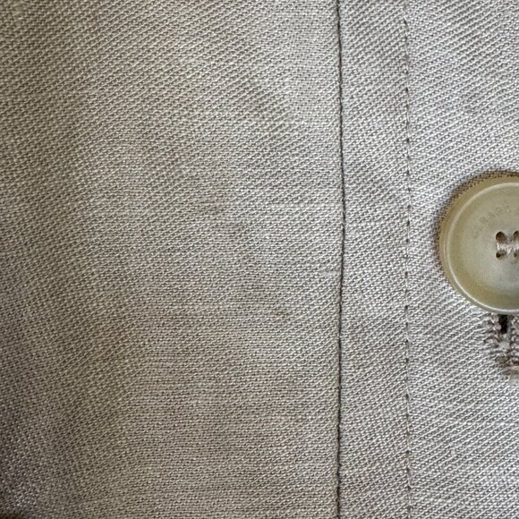 Gerard Darel Paris 100% Linen Oatmeal Light Tan Blazer Utility Jacket Size 14 - Picture 14 of 15